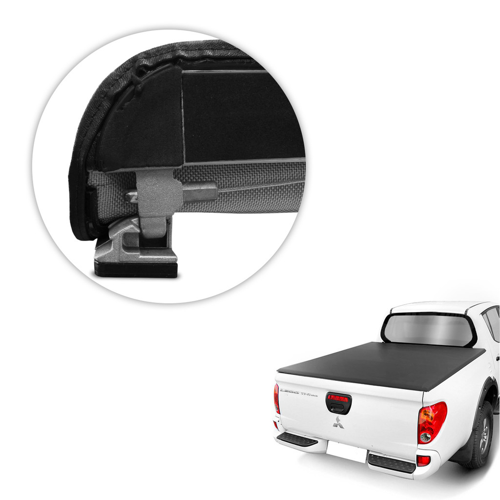 Capota Maritima L200 Triton 2012 a 2018 Flash Force Flash Cover Alumínio Lona Preto Trama 8x8