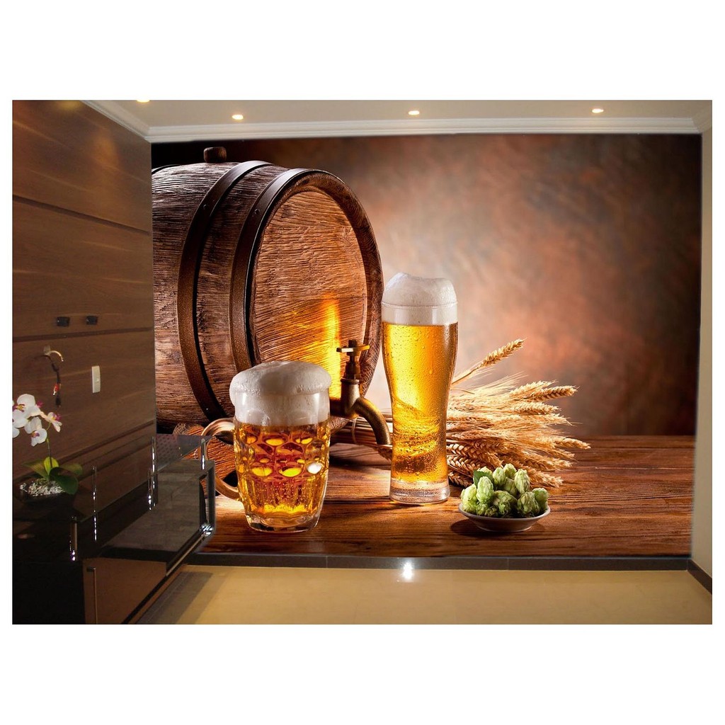 Adesivo de Parede Cerveja bebida barril cevada 3D m² AL60