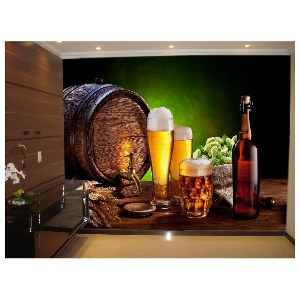 Adesivo de Parede Cerveja bebida barril cevada 3D m² AL63