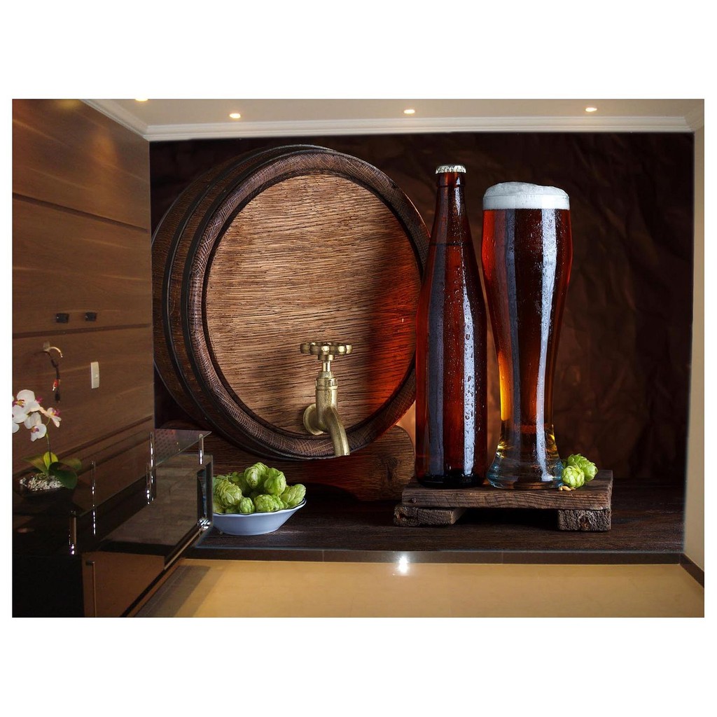 Adesivo de Parede Cerveja bebida barril cevada 3D m² AL67
