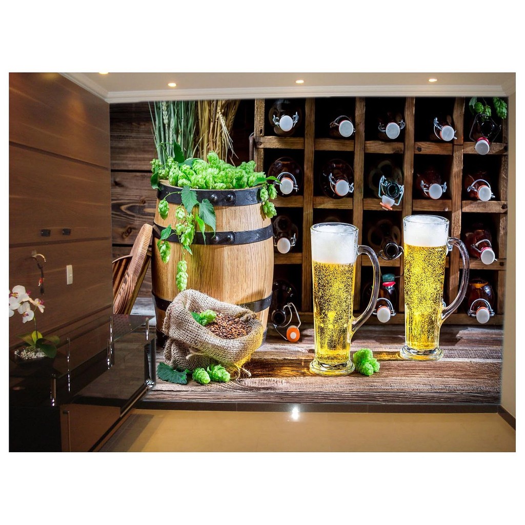 Adesivo de Parede Cerveja bebida barril cevada 3D m² AL68