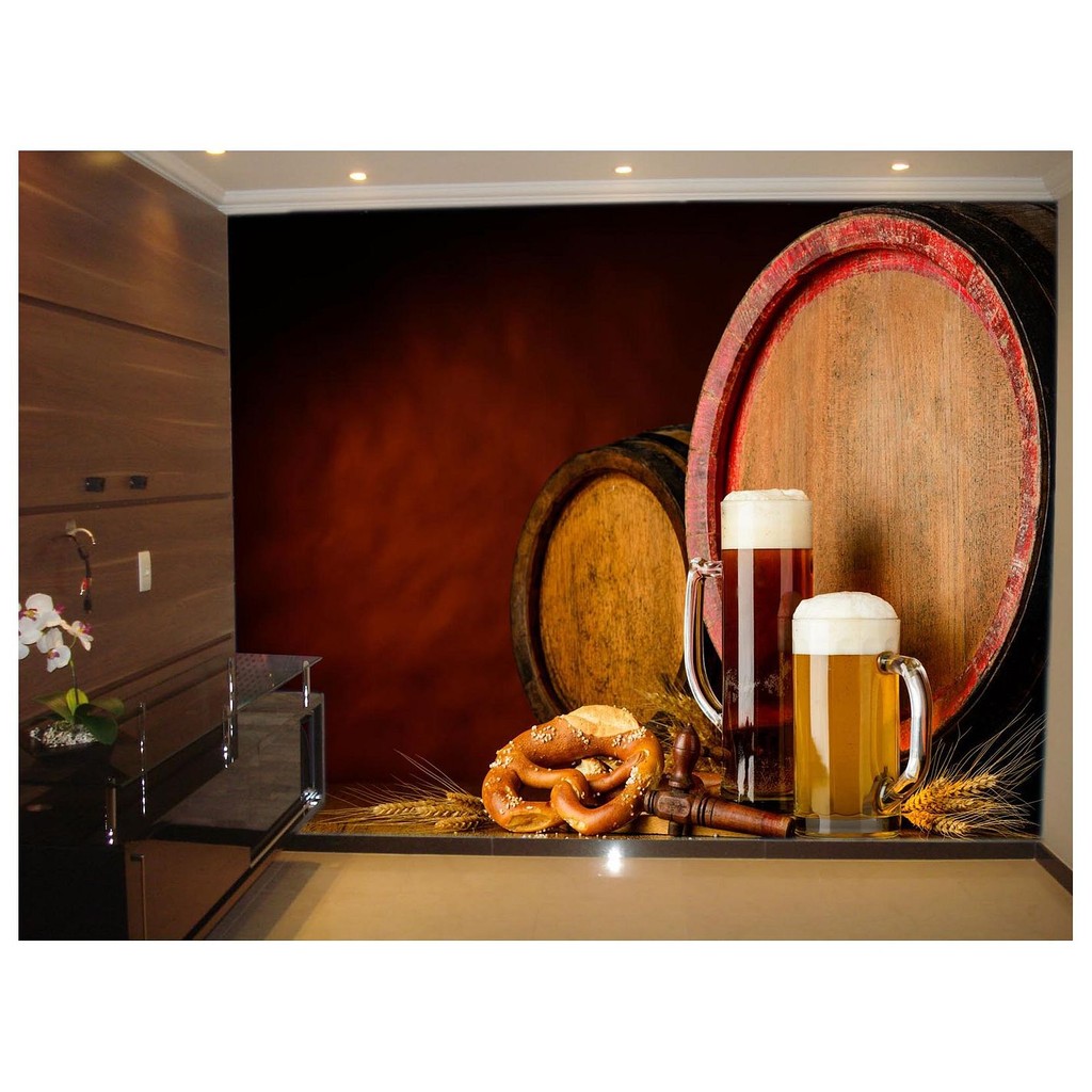 Adesivo de Parede Cerveja bebida barril cevada 3D m² AL71