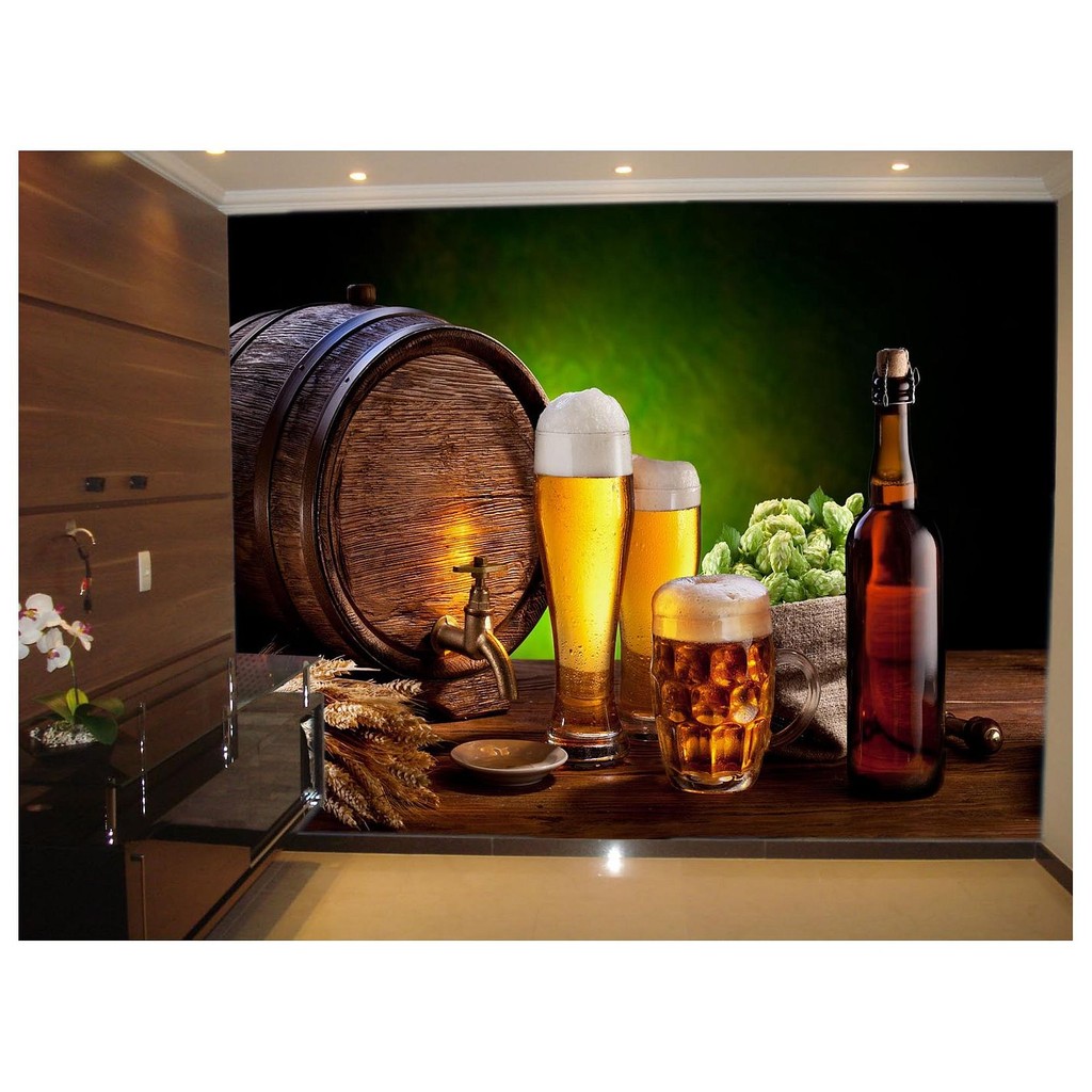 Adesivo de Parede Cerveja bebida barril cevada 3D m² AL72