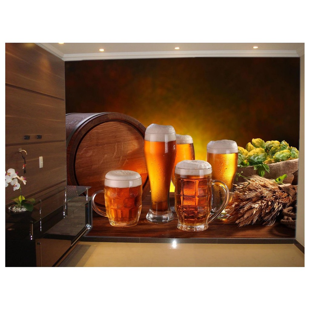Adesivo de Parede Cerveja bebida barril cevada 3D m² AL82
