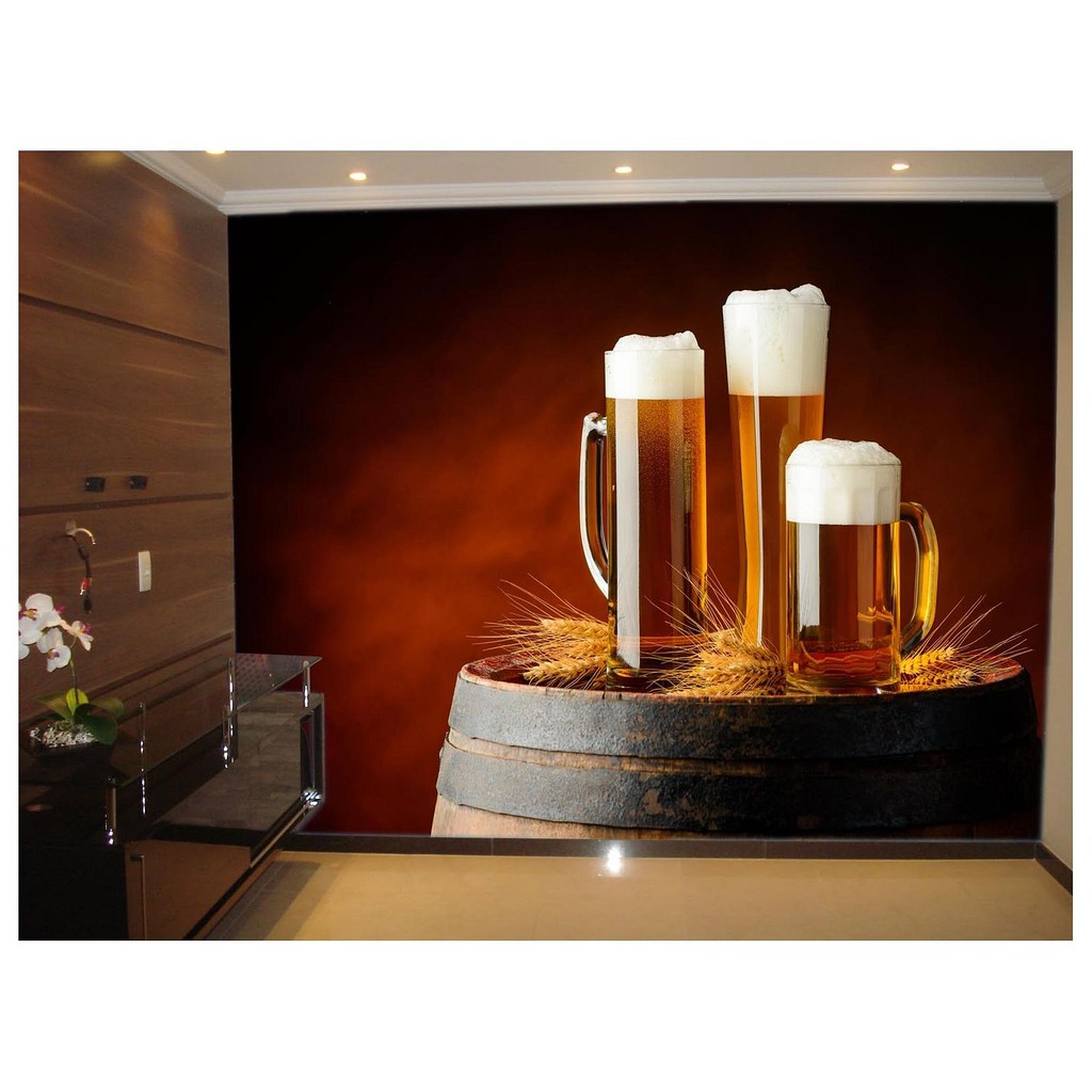 Adesivo de Parede Cerveja bebida barril cevada 3D m² AL84