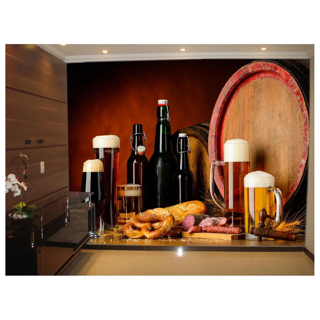 Adesivo de Parede Cerveja bebida barril cevada 3D m² AL85