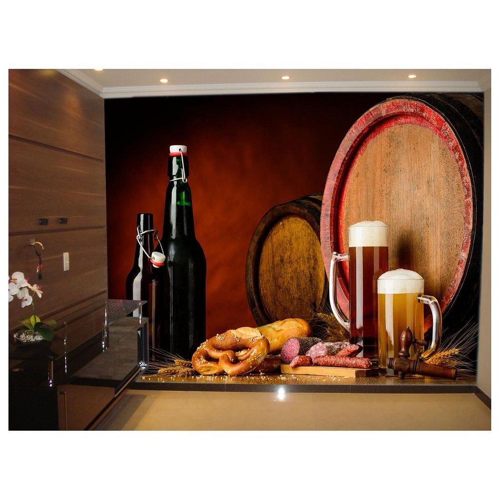 Adesivo de Parede Cerveja bebida barril cevada m² AL106