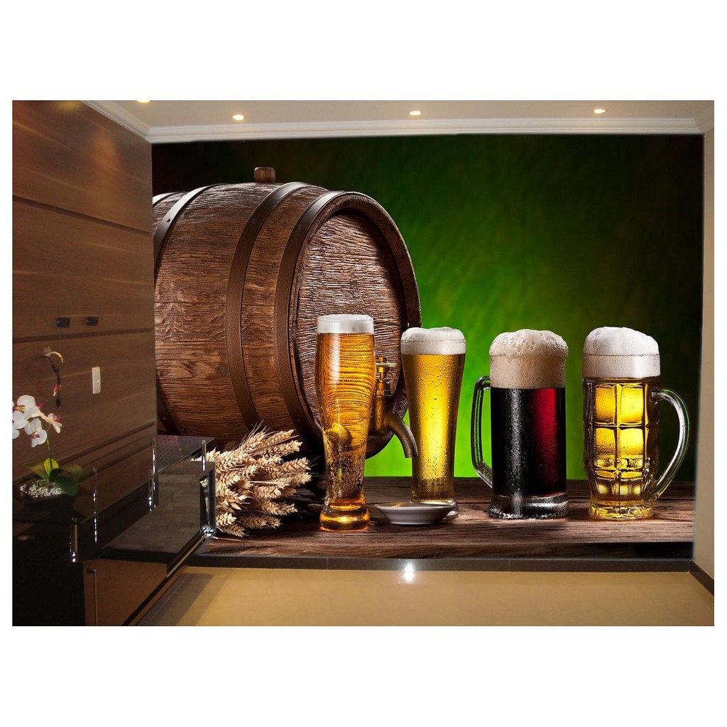 Adesivo de Parede Cerveja bebida Tonel cevada 3D m² AL107