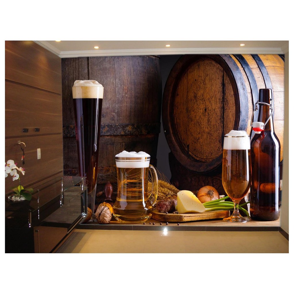 Adesivo de Parede Cerveja bebida Tonel cevada 3D m² AL109