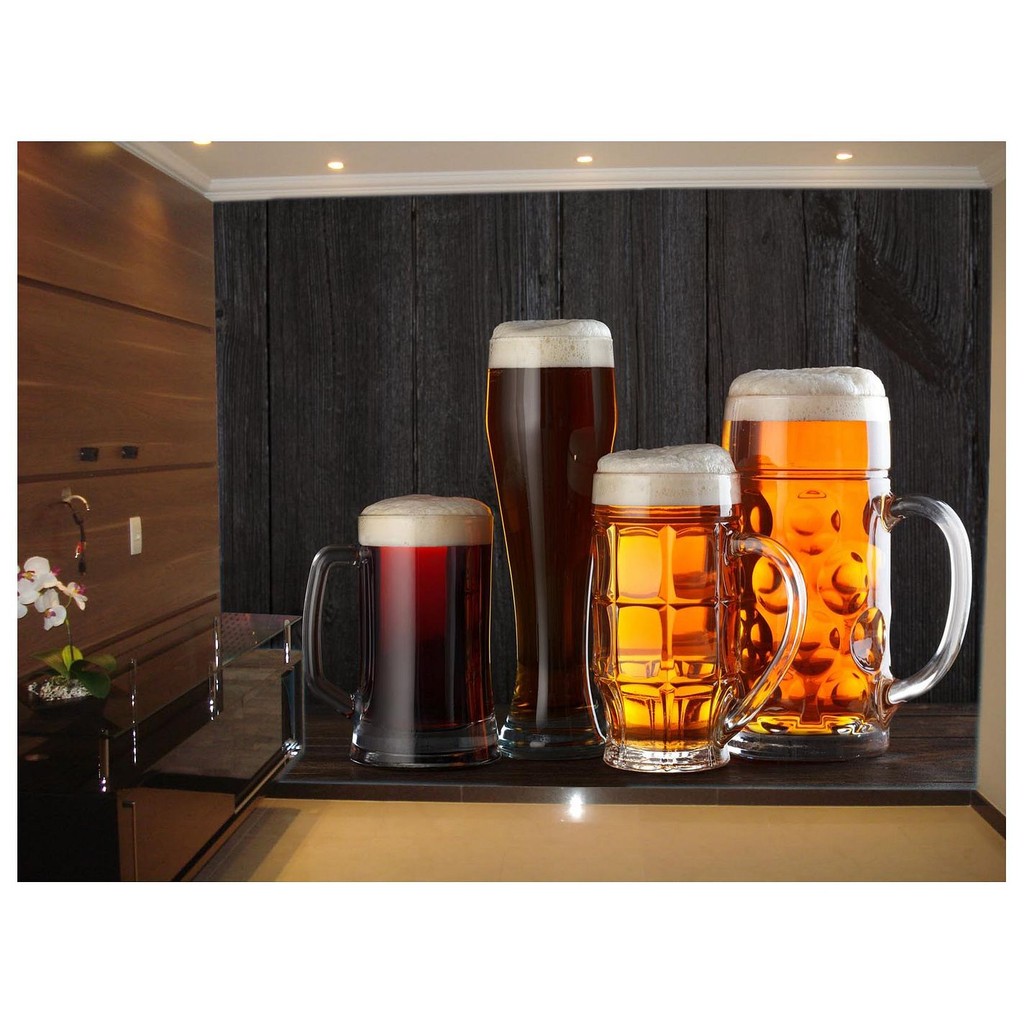 Adesivo de Parede Cerveja bebida canecas 3D m² AL112