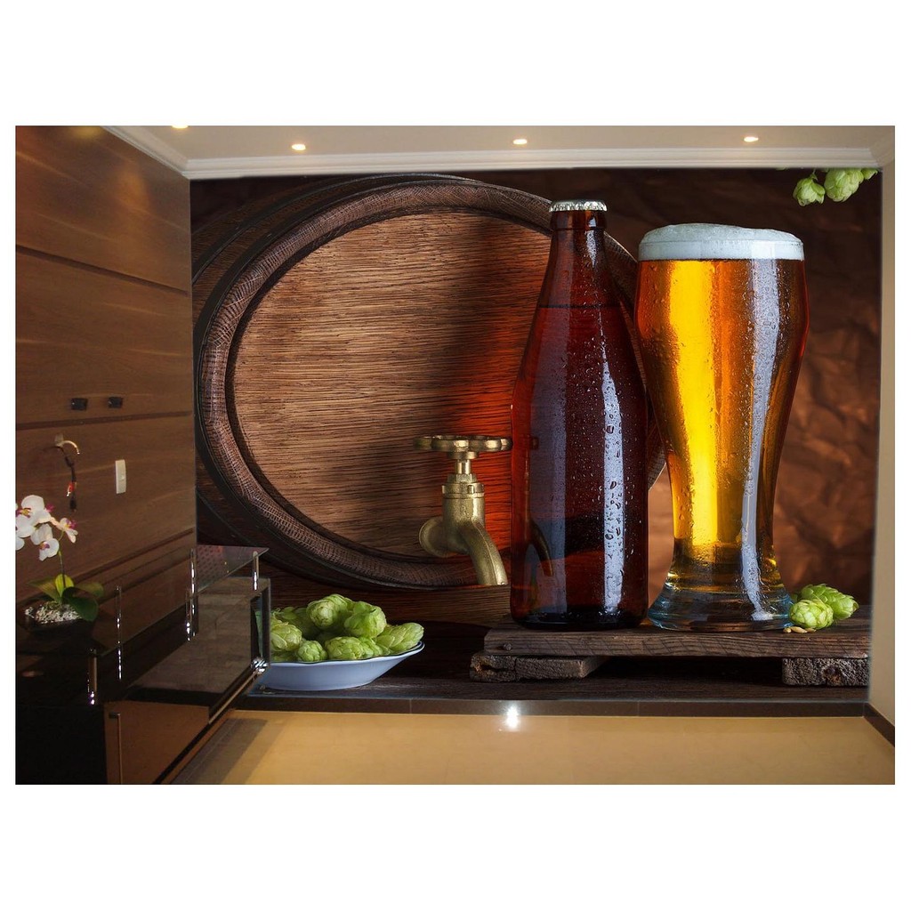 Adesivo de Parede Cerveja bebida barril cevada m² AL170