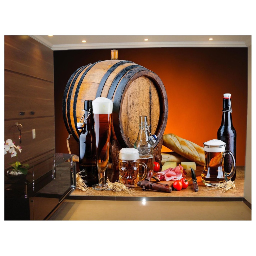Adesivo de Parede Cerveja bebida barril cevada m² AL209
