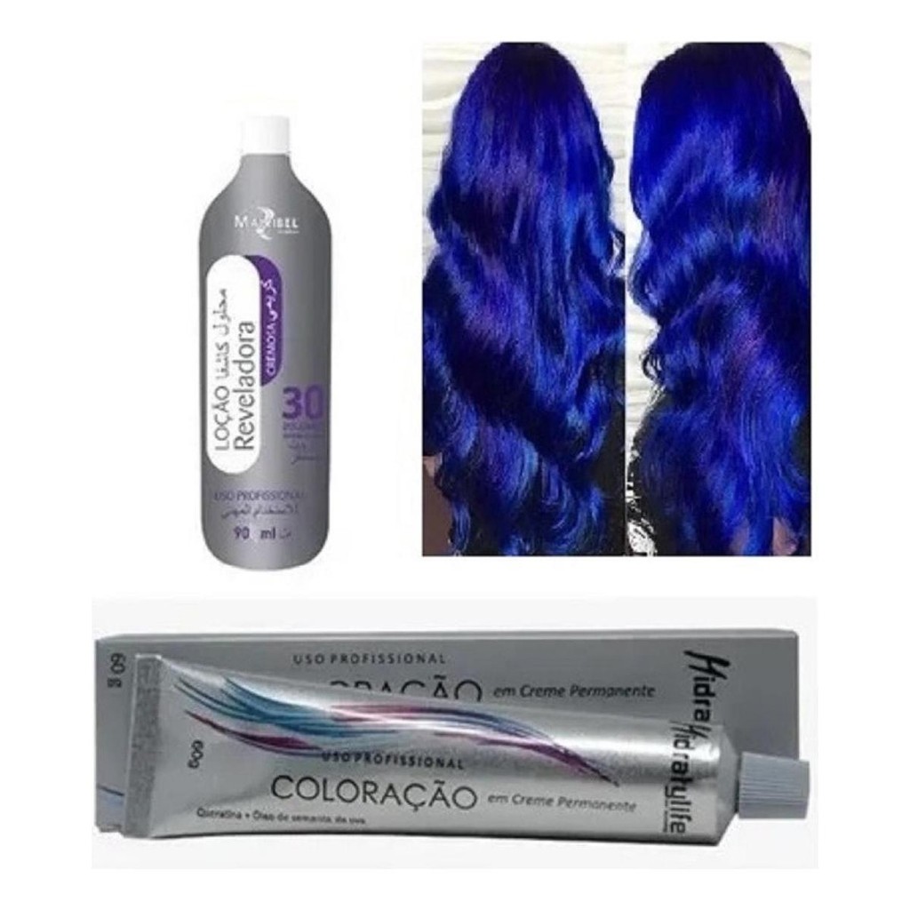 Tinta Coloração Azul Royal 60g + Água Ox 90ml - Mairibel