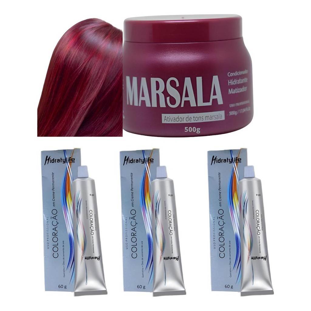 Máscara Matizadora 250 gr + 3tintura Marsala 66.26  Mairibel