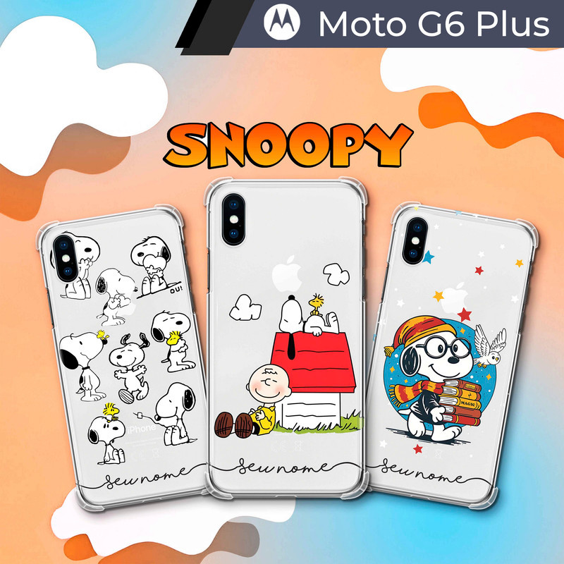 Capa/Capinha - Motorola Moto G6 Plus - Transparente Snoopy Personalizada com Nome