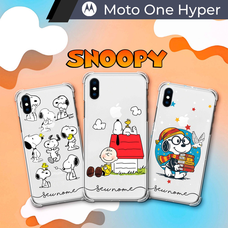 Capa/Capinha - Motorola Moto One Hyper - Transparente Snoopy Personalizada com Nome