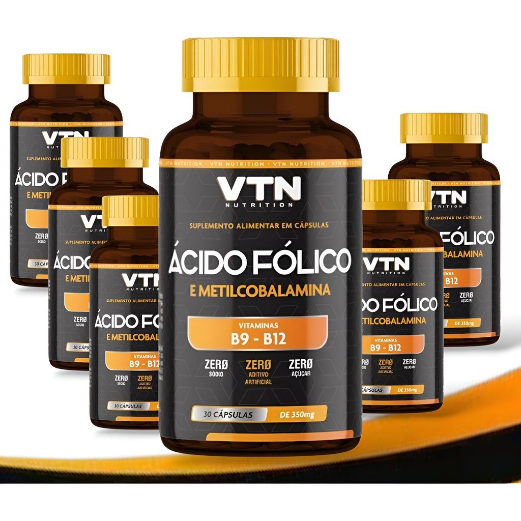 6 Ácido Fólico E Metilcobalamina Vitaminas B9 B12 Vtn 30caps