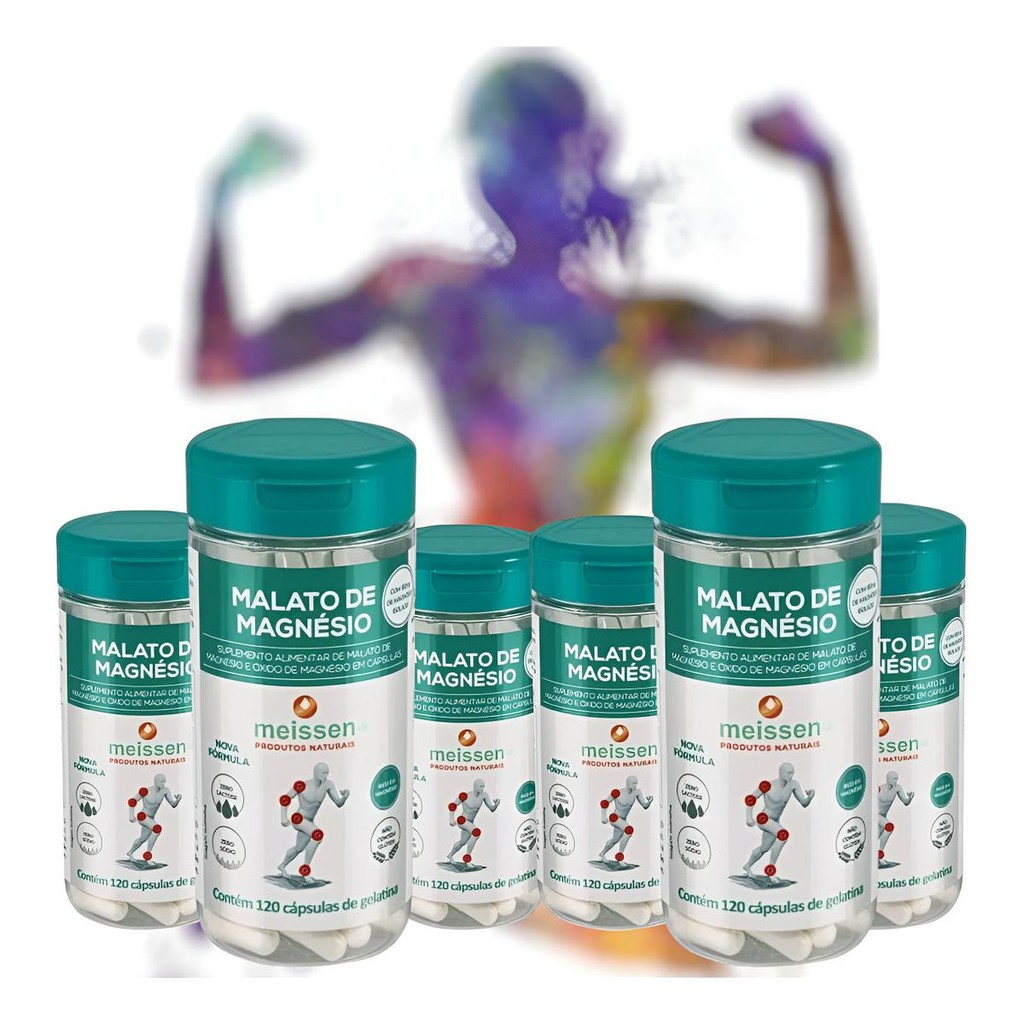 12 Malato De Magnésio 120 Cápsulas 500mg Meissen
