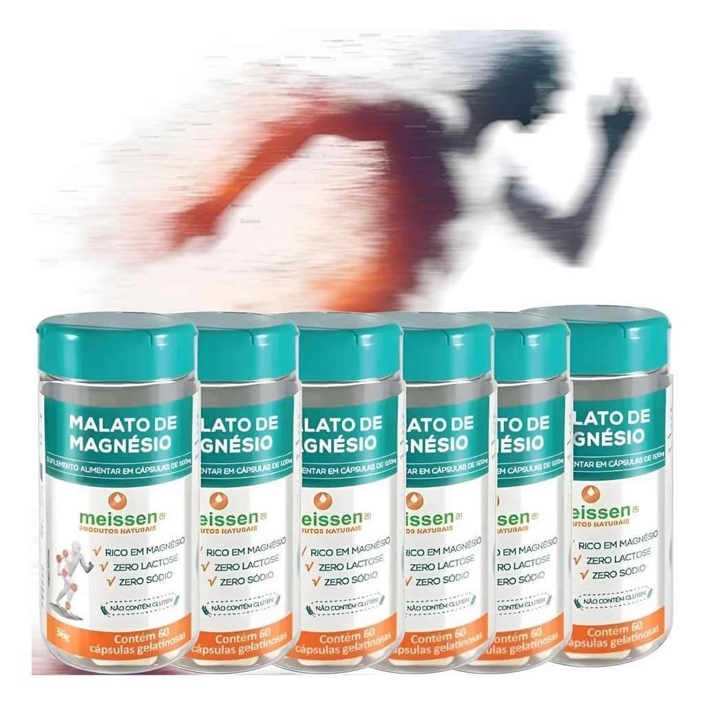 6 Malato De Magnésio 60 Cápsulas 500mg Meissen