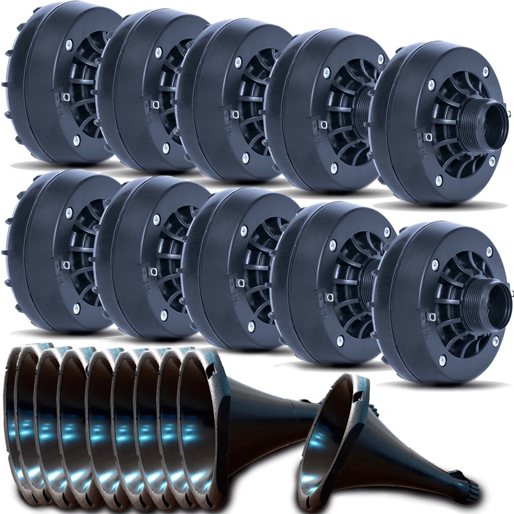 Kit 10 Driver Orion 120w Rms 8 Ohms Com 10 Cornetas Longas Cones