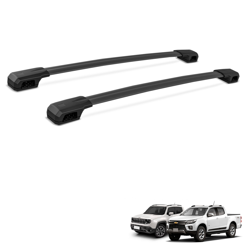 Rack de Teto Travessa S10 Renegade Frontier Hilux Elite Alumínio Preto