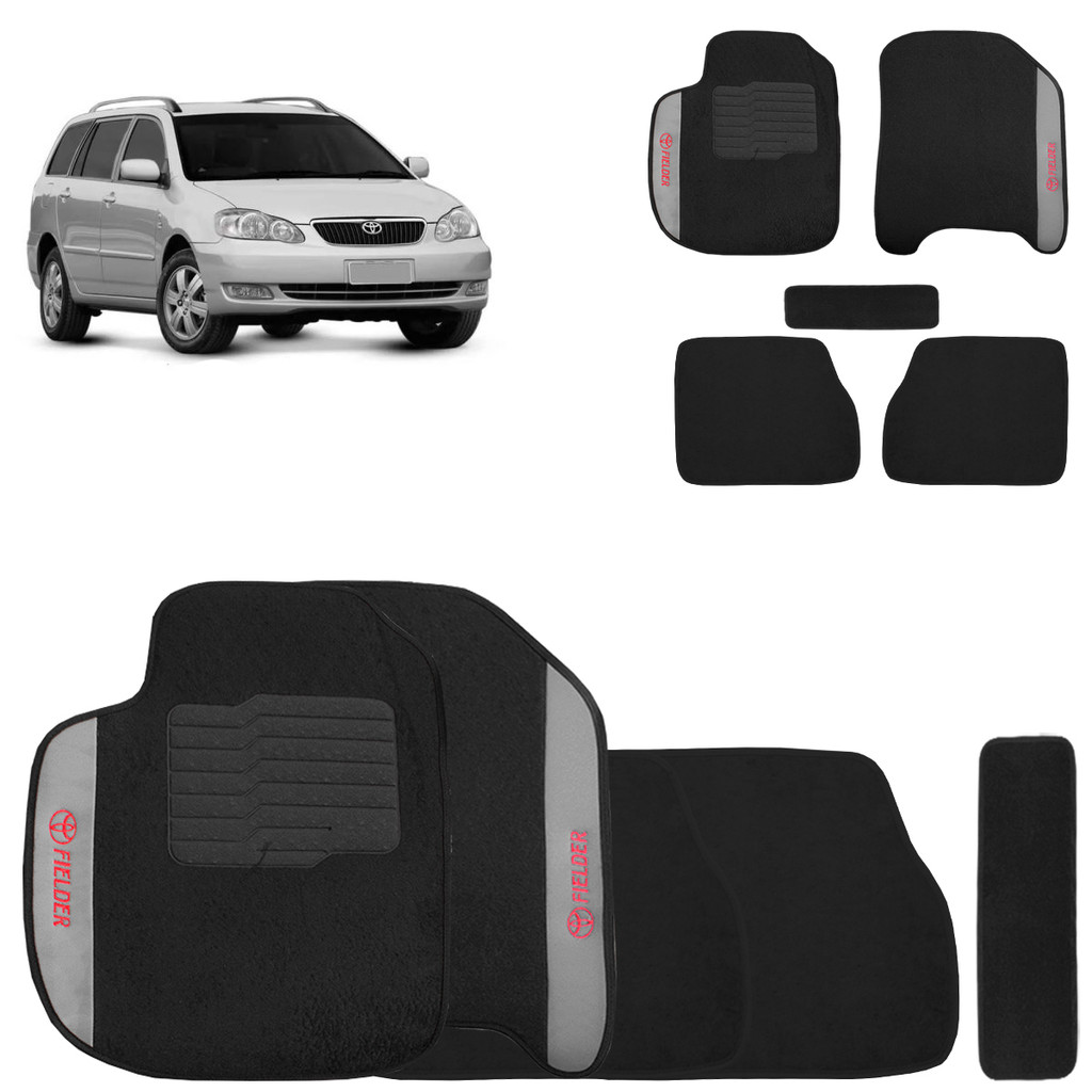 Jogo de Tapetes Carpete Corolla Fielder 2005 a 2008 Preto 5 Peças
