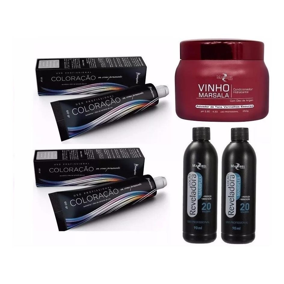 Kit Marsala 2 Colorações 1 Mascara Matizadora 250g 2 Ox Mairibel Original