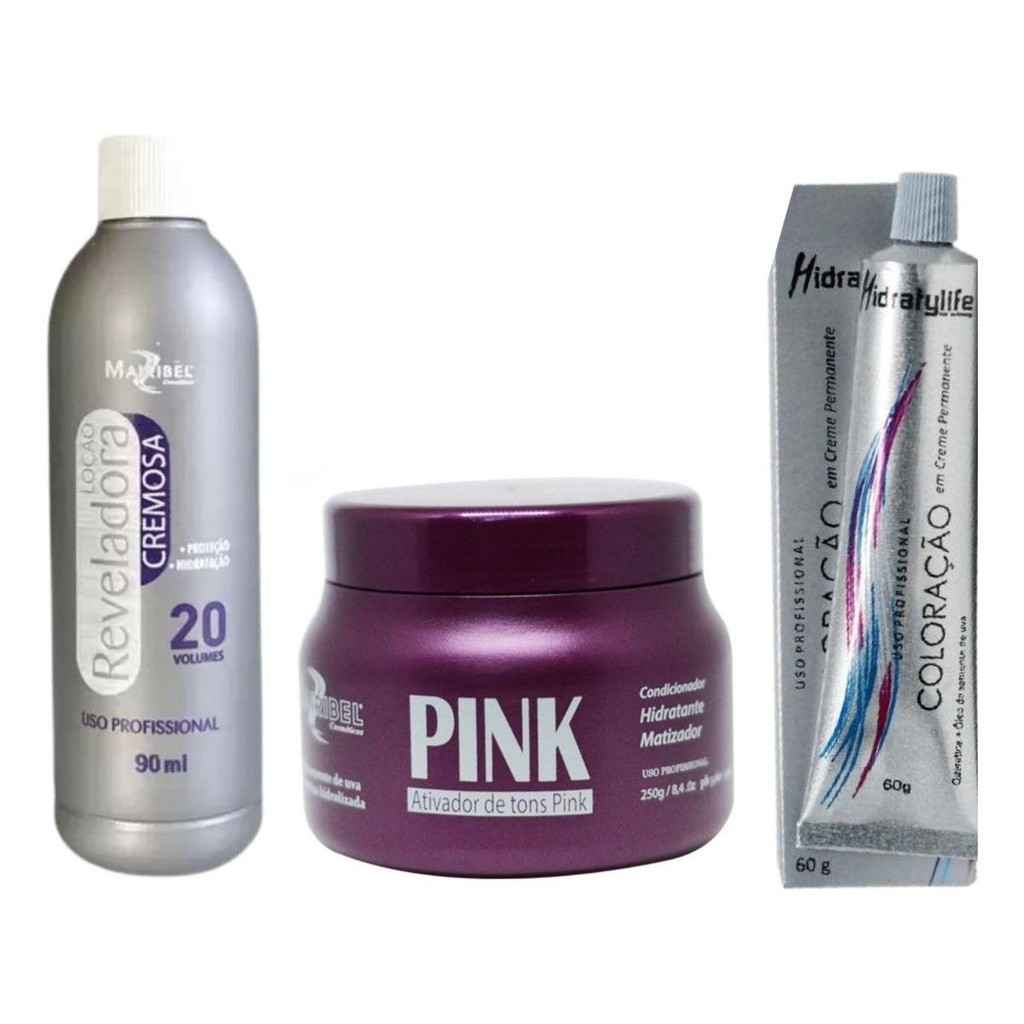 Tinta Pink + ox 20vol 90ml + mascara matizadora Pink 250g  Mairibel