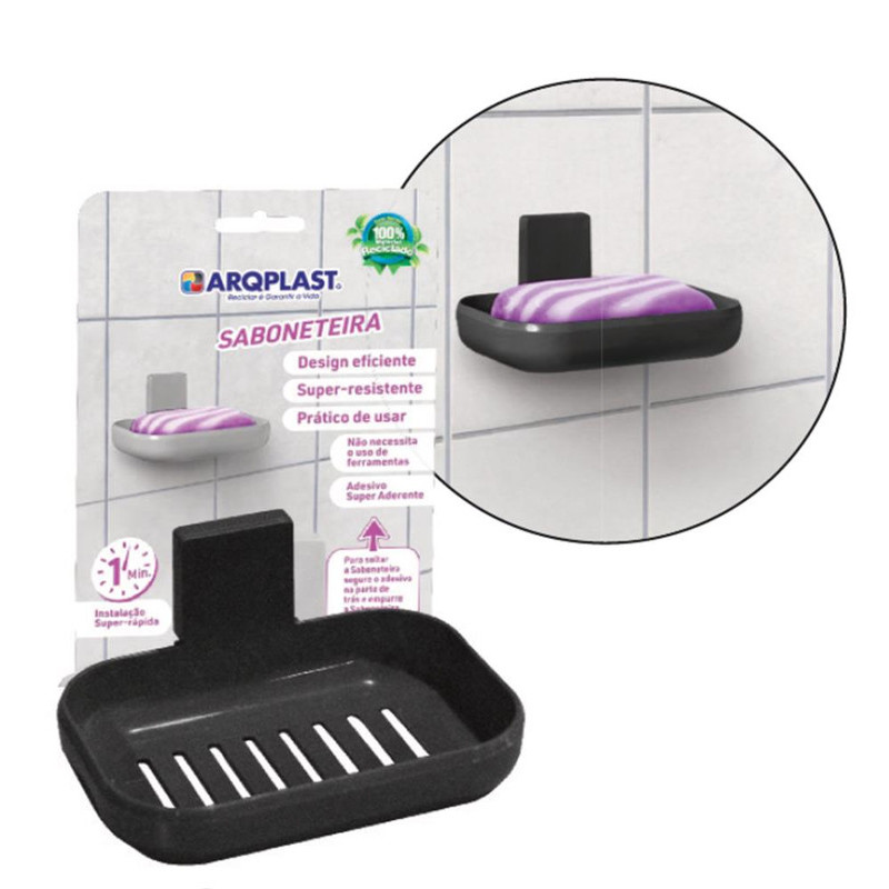 Saboneteira de Parede Preta  Fixação Adesiva  Design Moderno para Banheiro em Oferta na Shopee