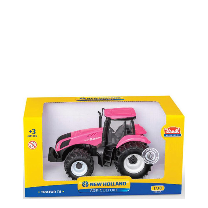 Trator New Holland T8 Rosa Brinquedo Fazenda