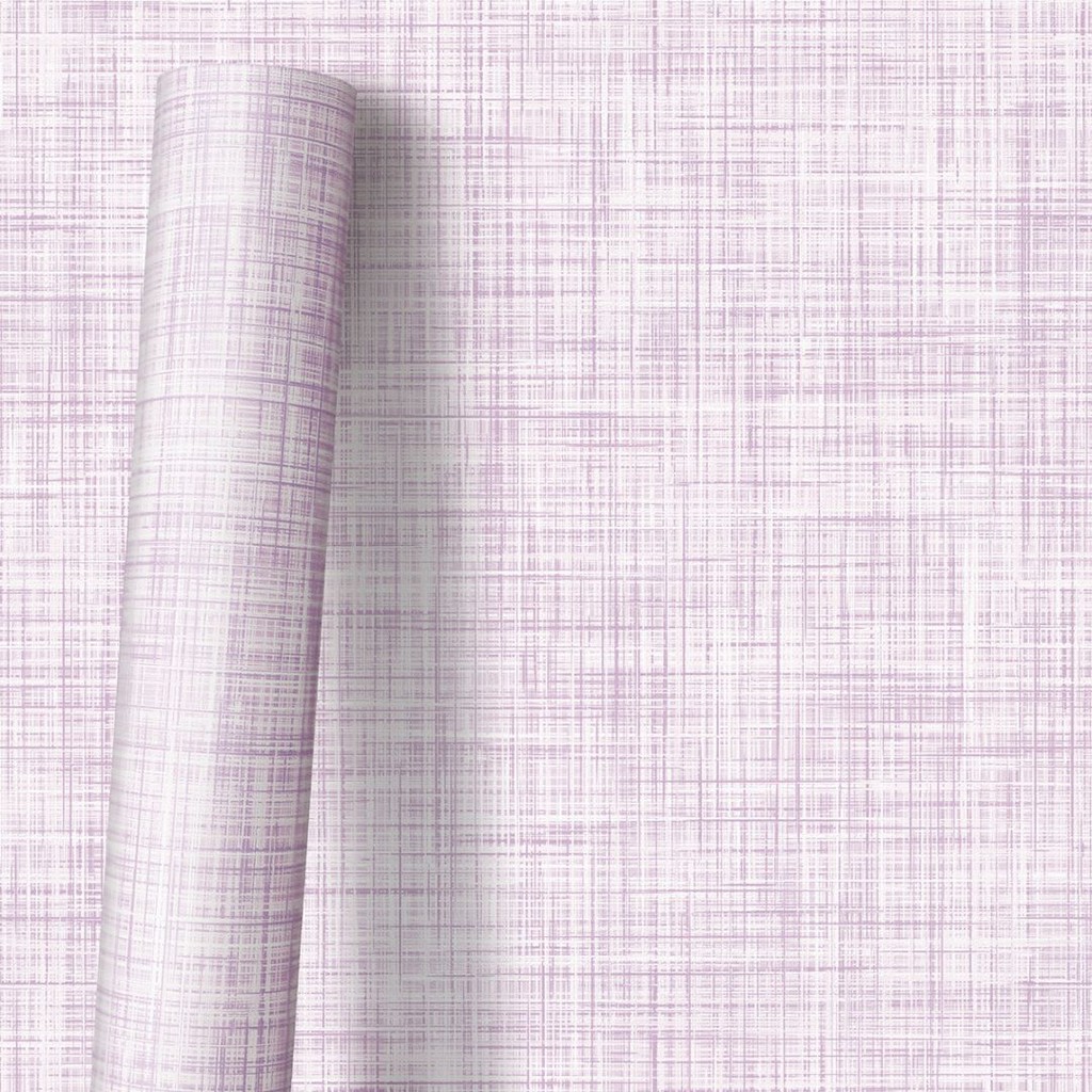 Papel de Parede Adesivo Linho Lilás Claro Tecido Minimalista Autocolante Lavável Para Quarto Sala