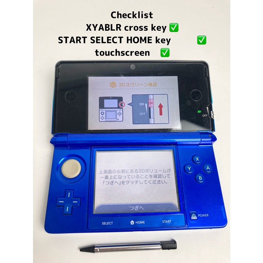 Nintendo 3DS CTR-001 Cobalt Blue With Stylus console operation check! Startup confirmed Stylus