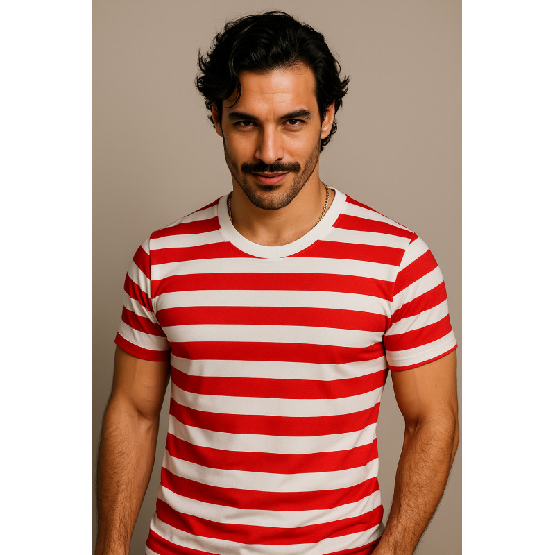 Camisa São Jorge Listrada Vermelha e Branca Adulto Fantasia Malandro Samba Carnaval em Oferta na Shopee