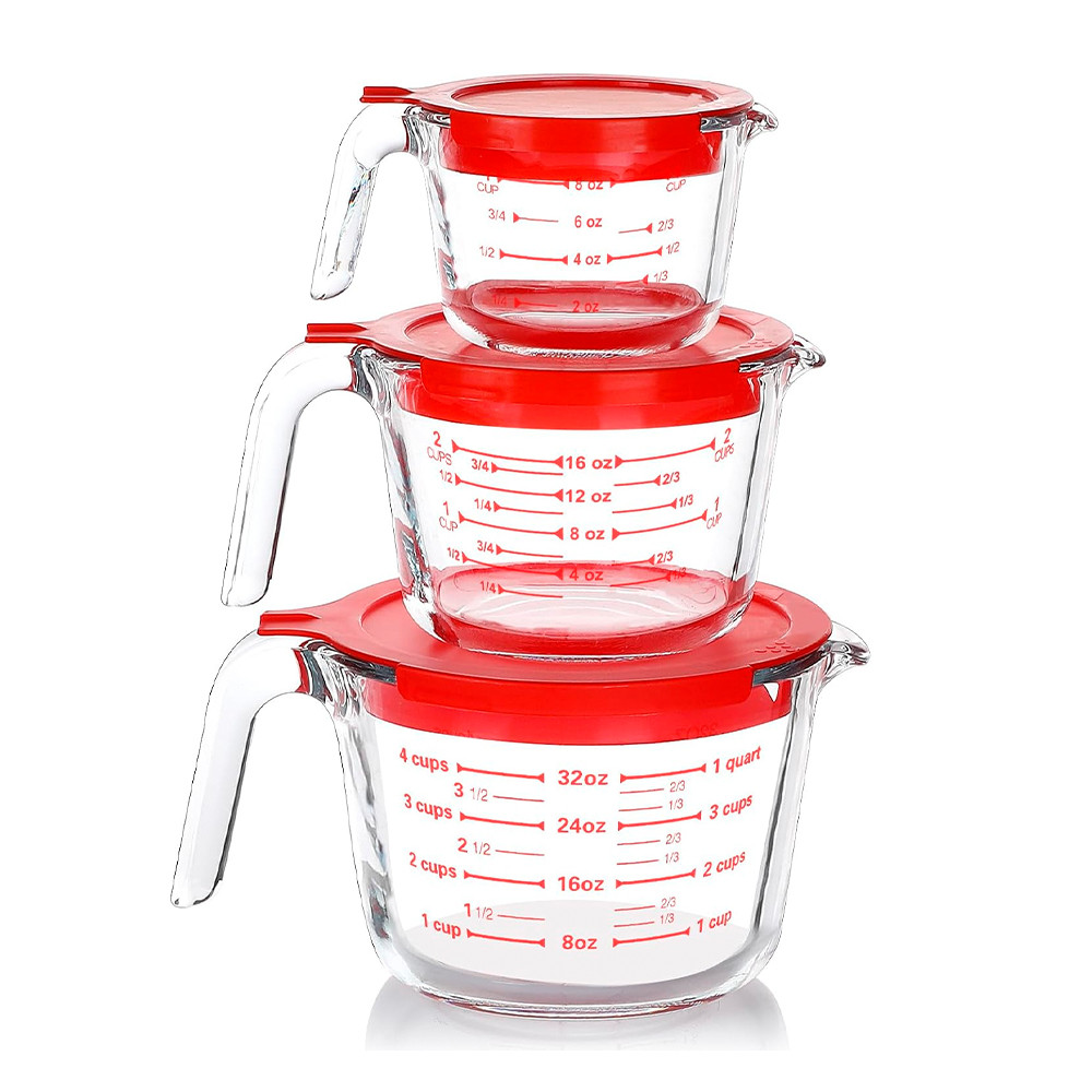 Conjunto de 3 Copos Vidro Medidores Life 250, 500ml, 1L em Oferta na Shopee