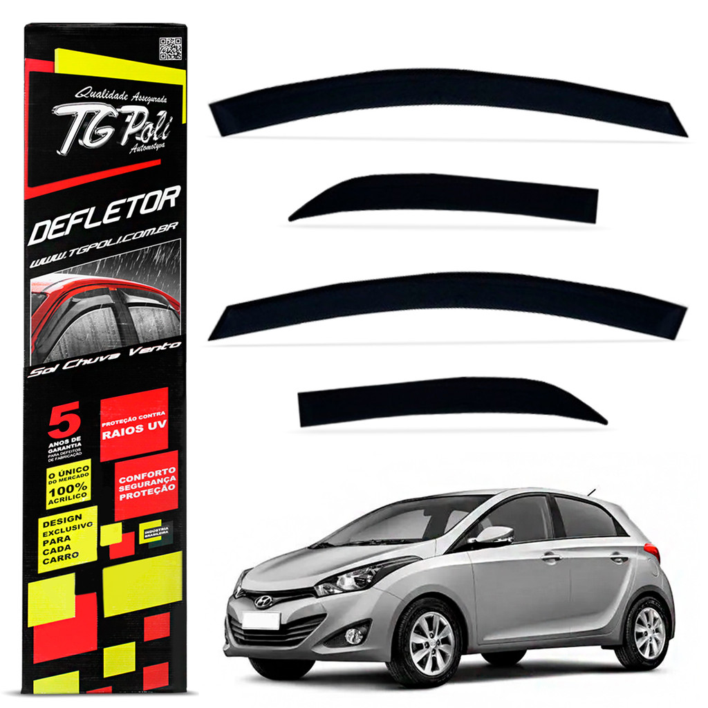 Calha de Chuva Defletor HB20 Hatch 2013 a 2019 Acrilico Tgpoli