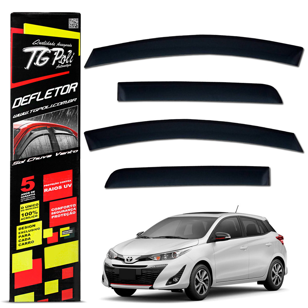 Calha De Chuva Yaris Hatch 2018 a 2025 Defletor Fume Acrílico Tgpoli