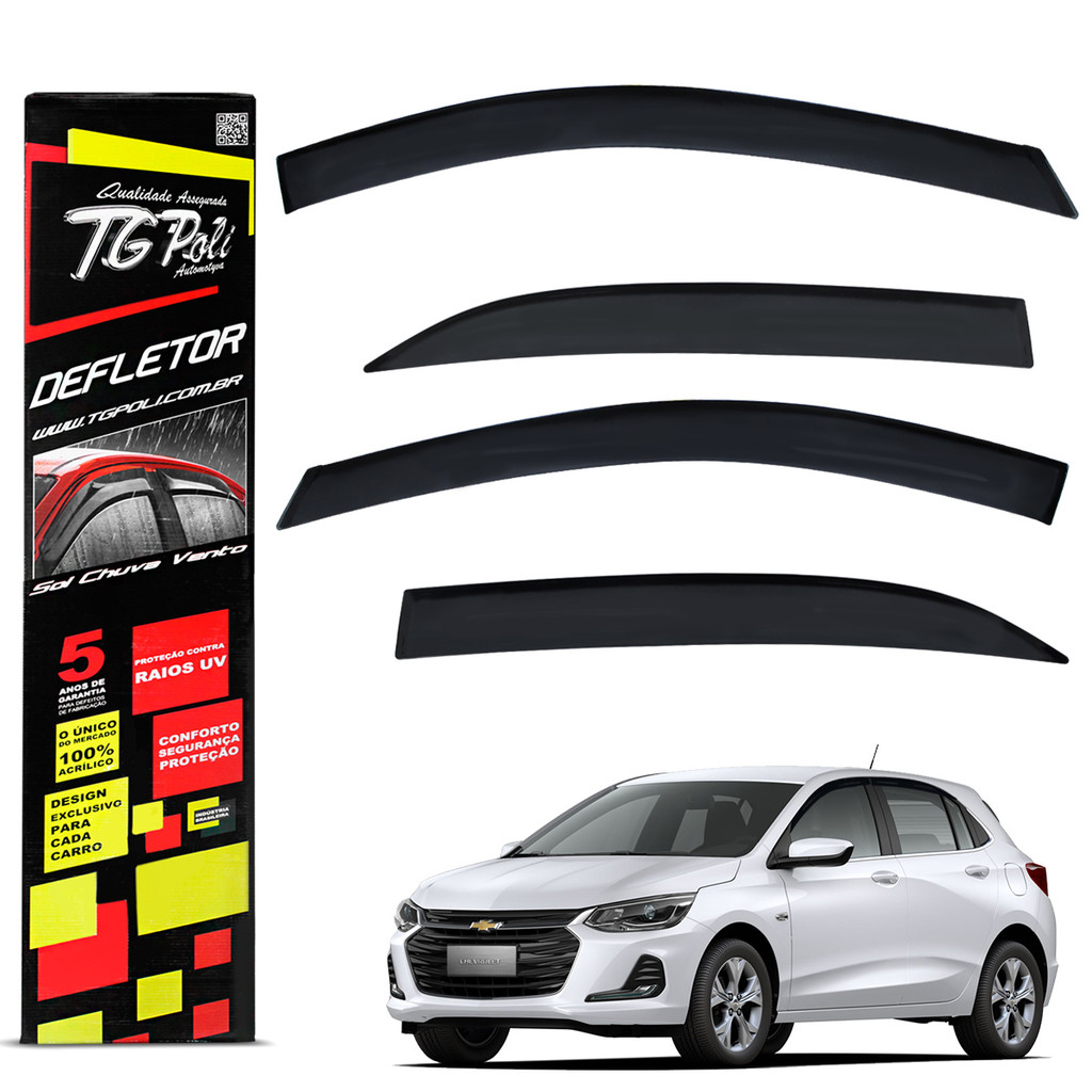 Calha de Chuva Onix Hatch 2020 a 2025 Defletor Acrílico Fumê Tgpoli