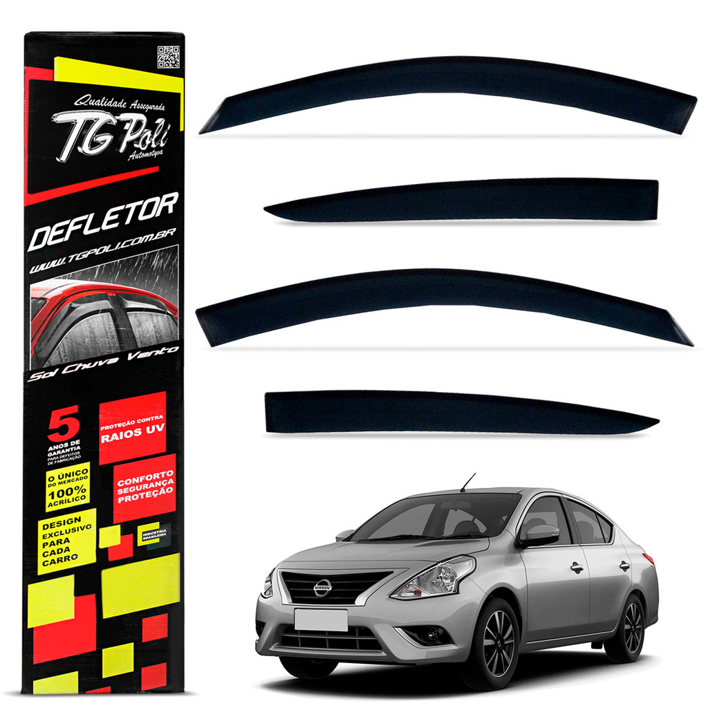 Calha de Chuva Nissan Versa 2011 a 2020 V-Drive 2020 2021 Acrílico Fumê Tgpoli