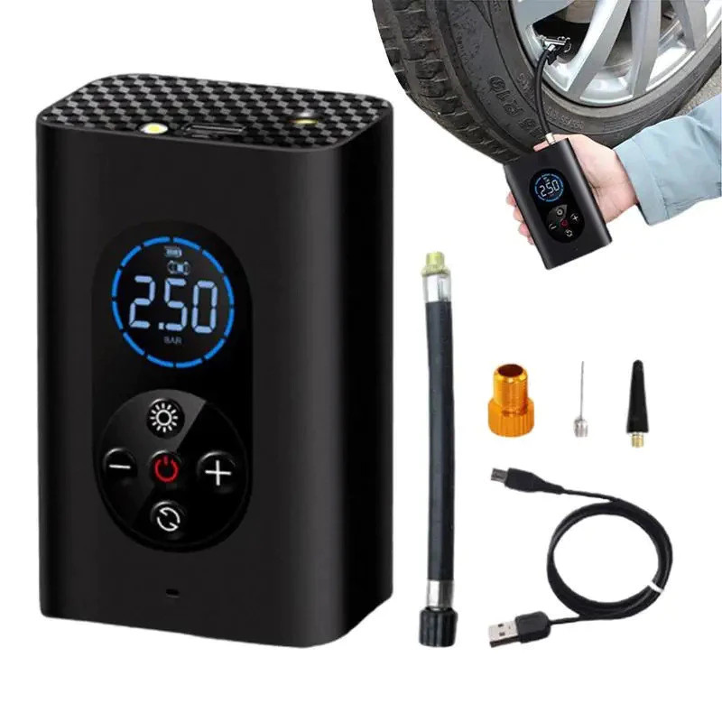Bomba de ar inflável do pneu do carro Mini bomba de ar elétrica Inflator portátil Compressor sem fio carro,Com banco de