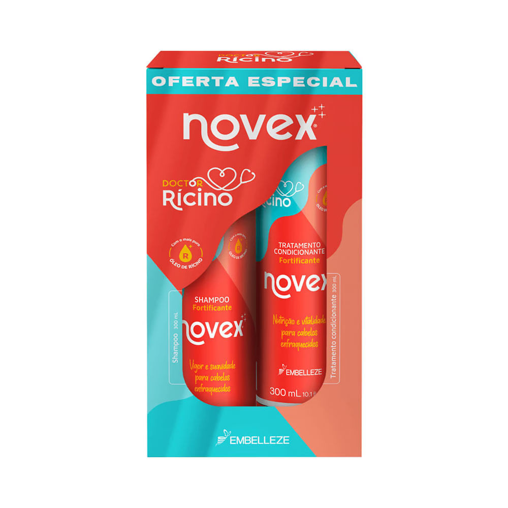 Kit Novex Doctor Rícino Shampoo + Condicionador 300ml em Oferta na Shopee
