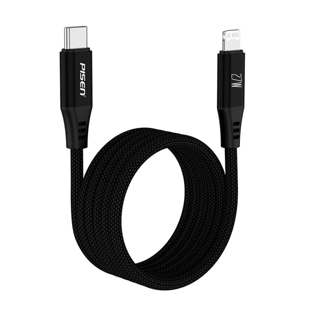 Cabo Usb Pisen Usb C pra Lightning Máx 27W 1Metro Preto