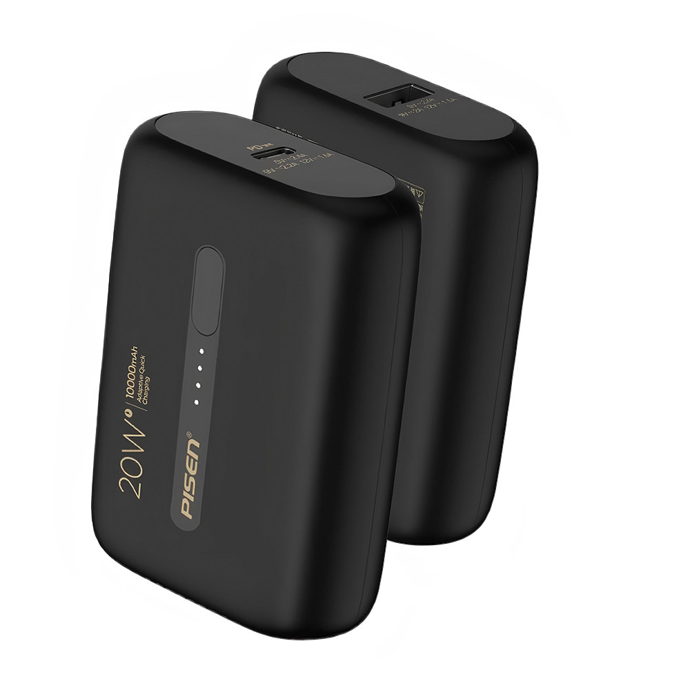Power Bank 10000mAh Pisen Bateria Portátil 20W Preta em Oferta na Shopee