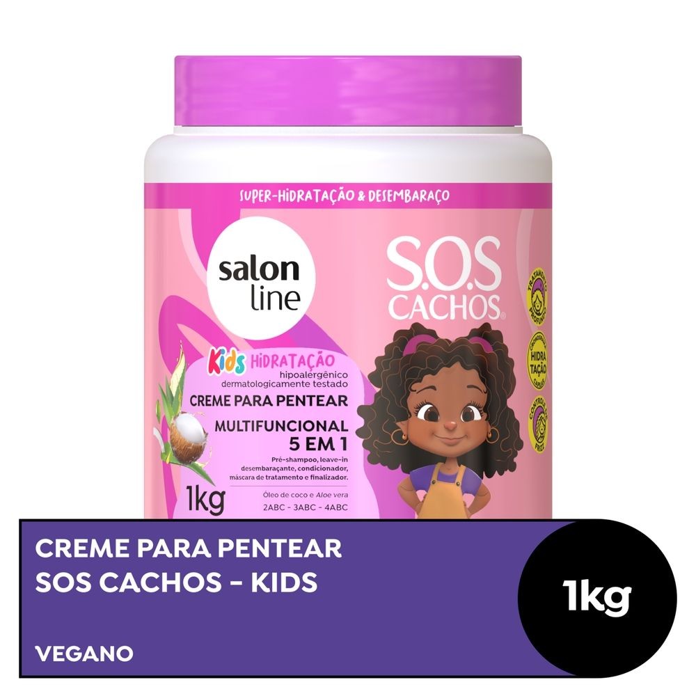 Creme para Pentear SOS Cachos Multifuncional 5 EM 1 Salon Line 1kg em Oferta na Shopee