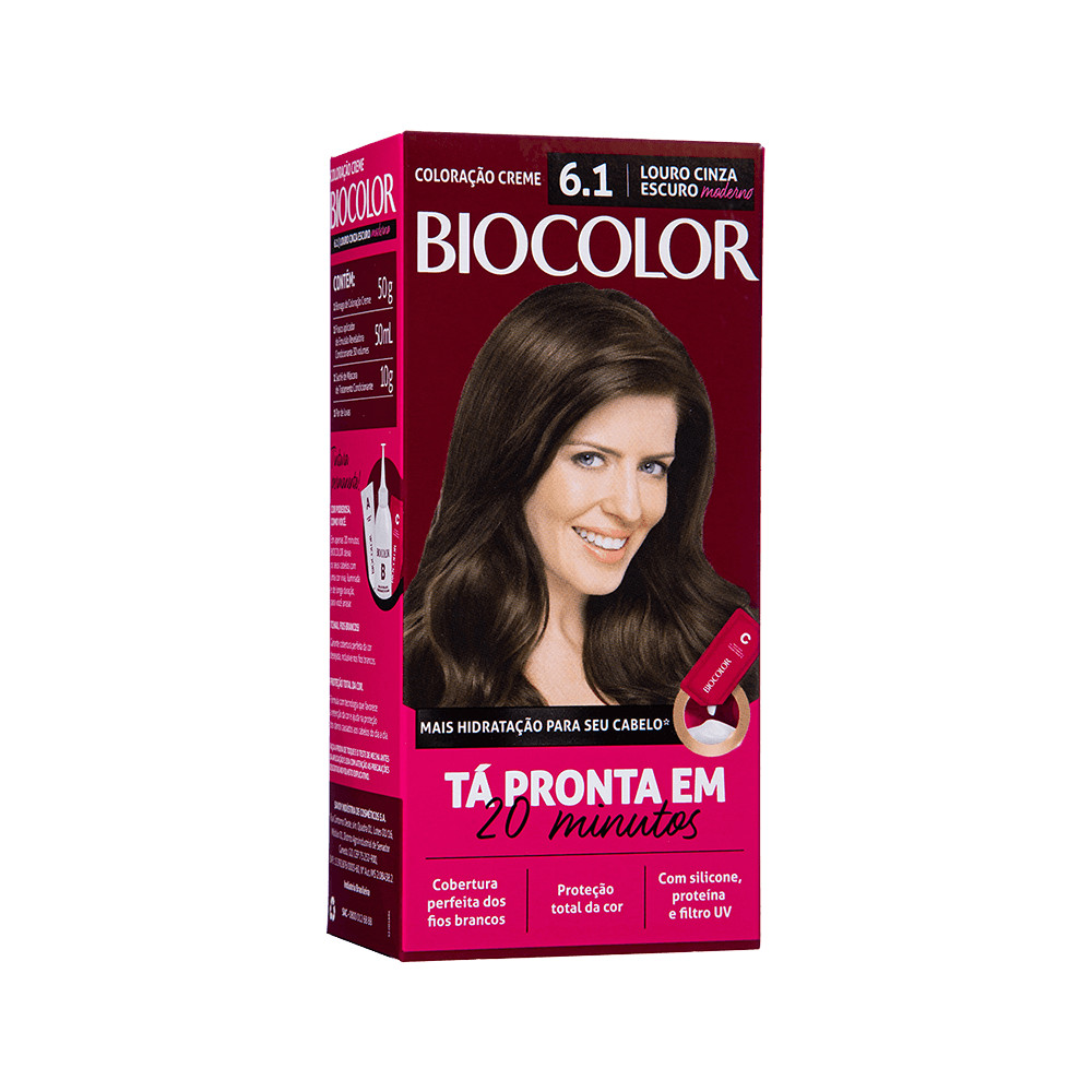 Coloração Biocolor Louro Cinza Escuro Moderno 6.1 em Oferta na Shopee