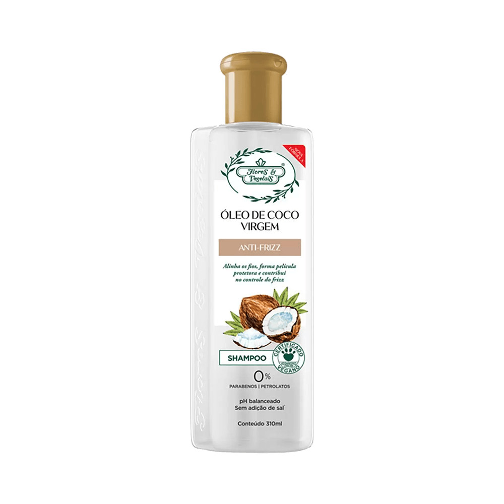 Shampoo Flores & Vegetais Óleo De Coco Virgem Anti-frizz 310ml