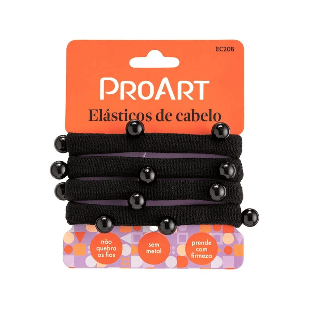 Elástico de Cabelo ProArt Preto com Perola 4 Unidades em Oferta na Shopee
