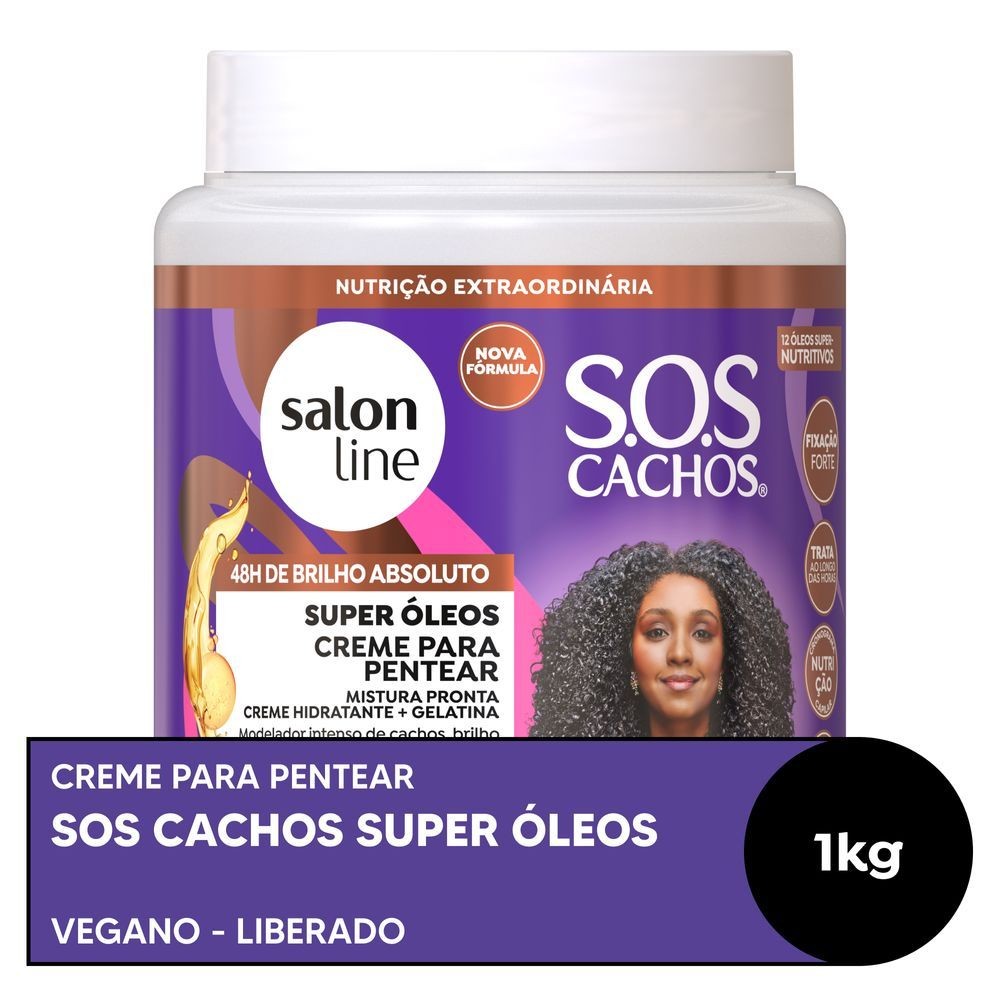 Creme para Pentear  SOS Cachos Misturinha Pronta Super Óleos Salon Line 1kg em Oferta na Shopee