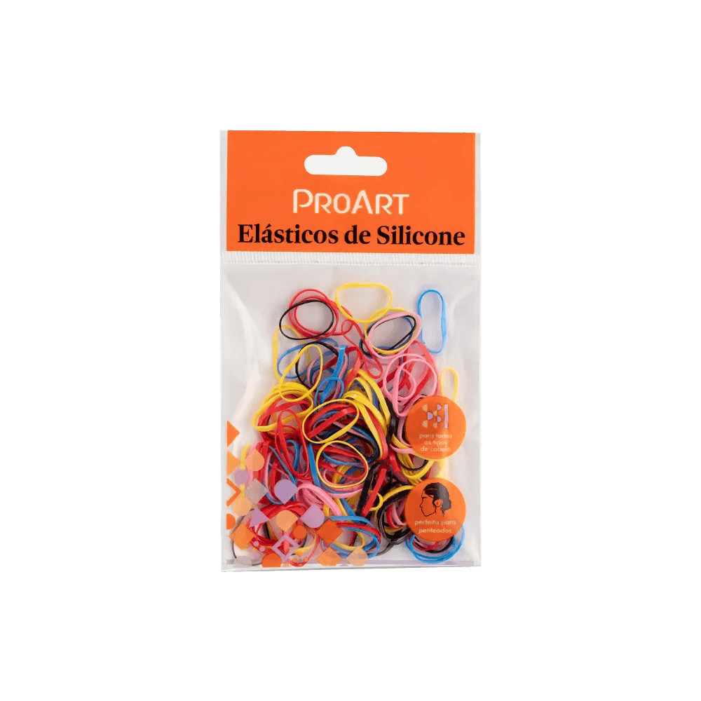 Elástico de Silicone ProArt para Cabelo Tamanho G Coloridos (100 Unidades) em Oferta na Shopee