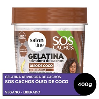 Gelatina SOS Cachos Ativadora de Cachos Óleo de Coco Salon Line 400g em Oferta na Shopee