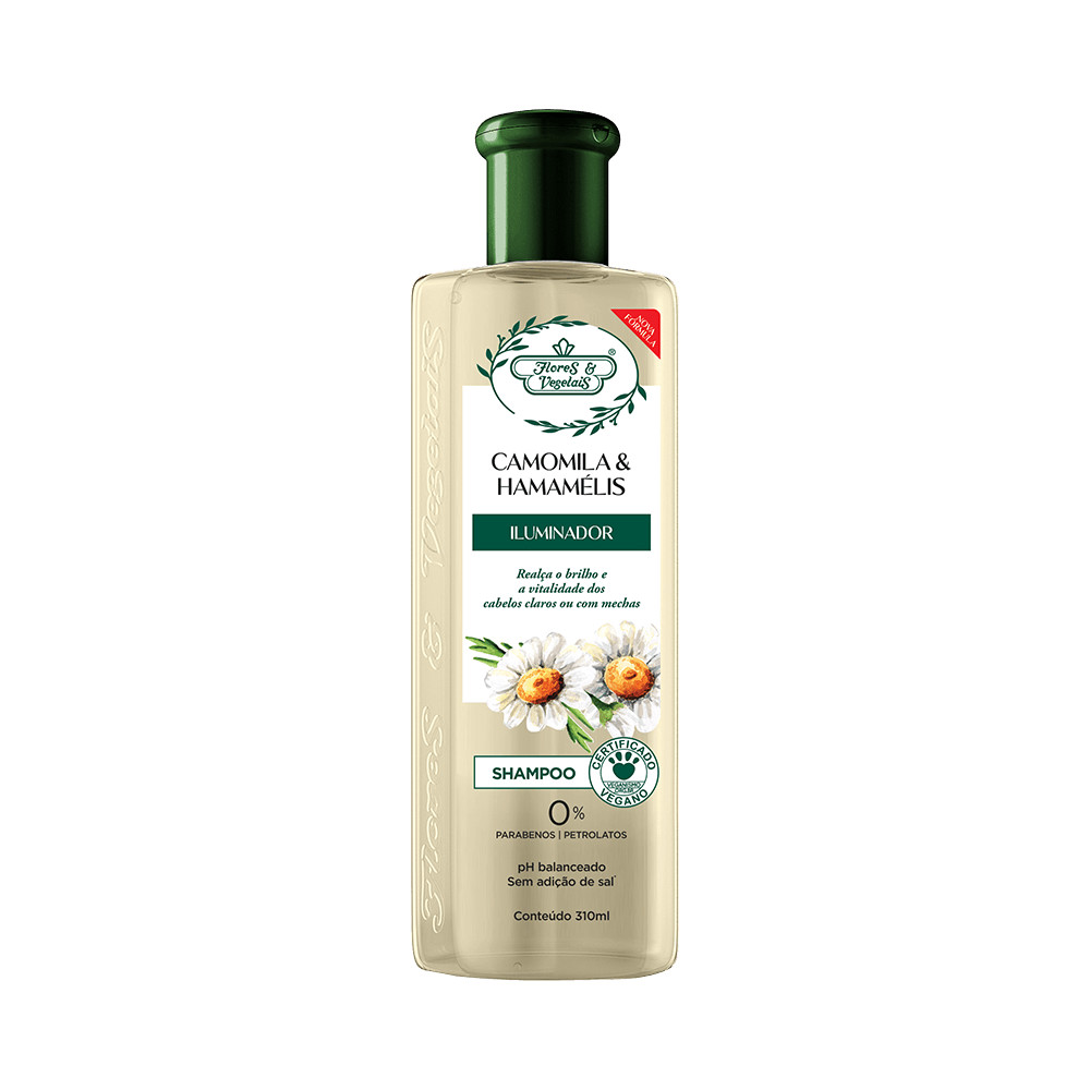 Shampoo Flores & Vegetais Camomila & Hamamaélis Iluminador 310ml em Oferta na Shopee